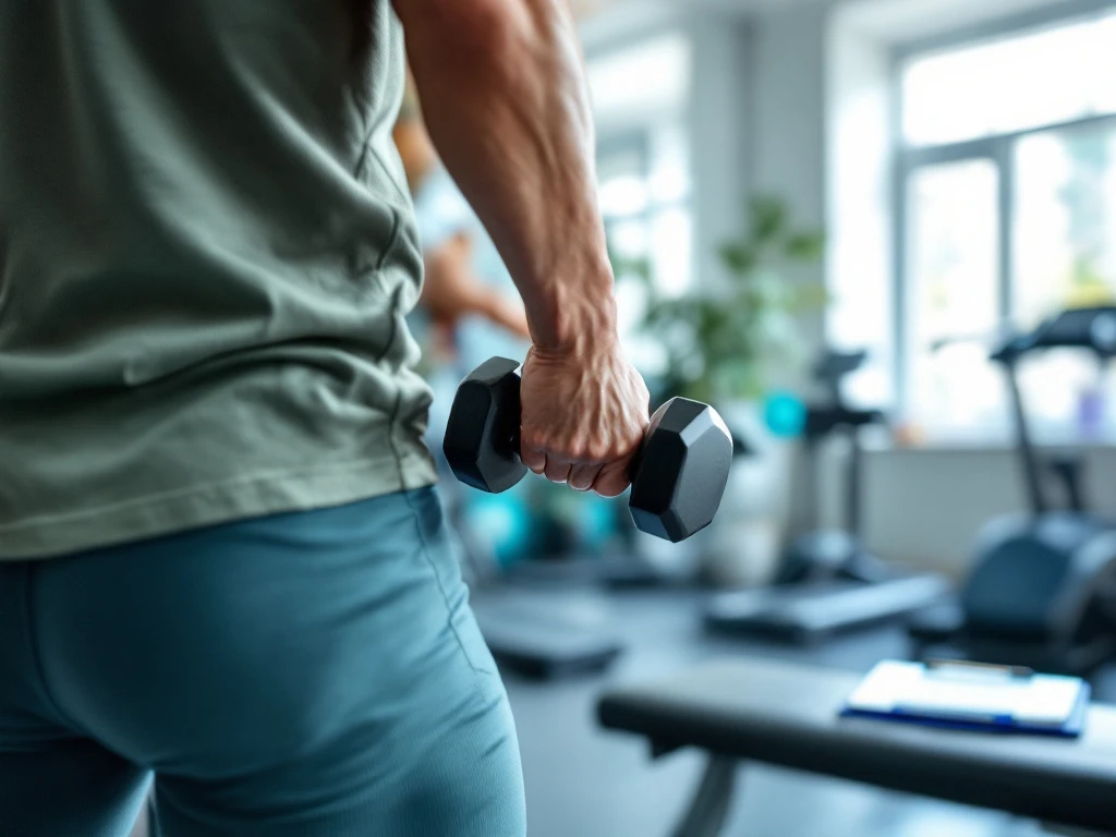 Persoonlijke trainer helpt cliënt met halterhouding in lichte, privé studio met professionele apparatuur en rustige sfeer.